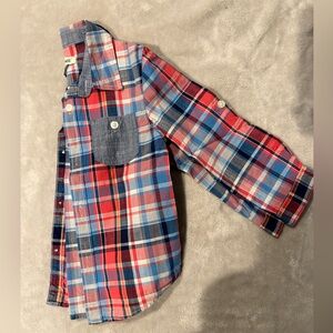 Cherokee Red and Blue Plaid Button Down Shirt